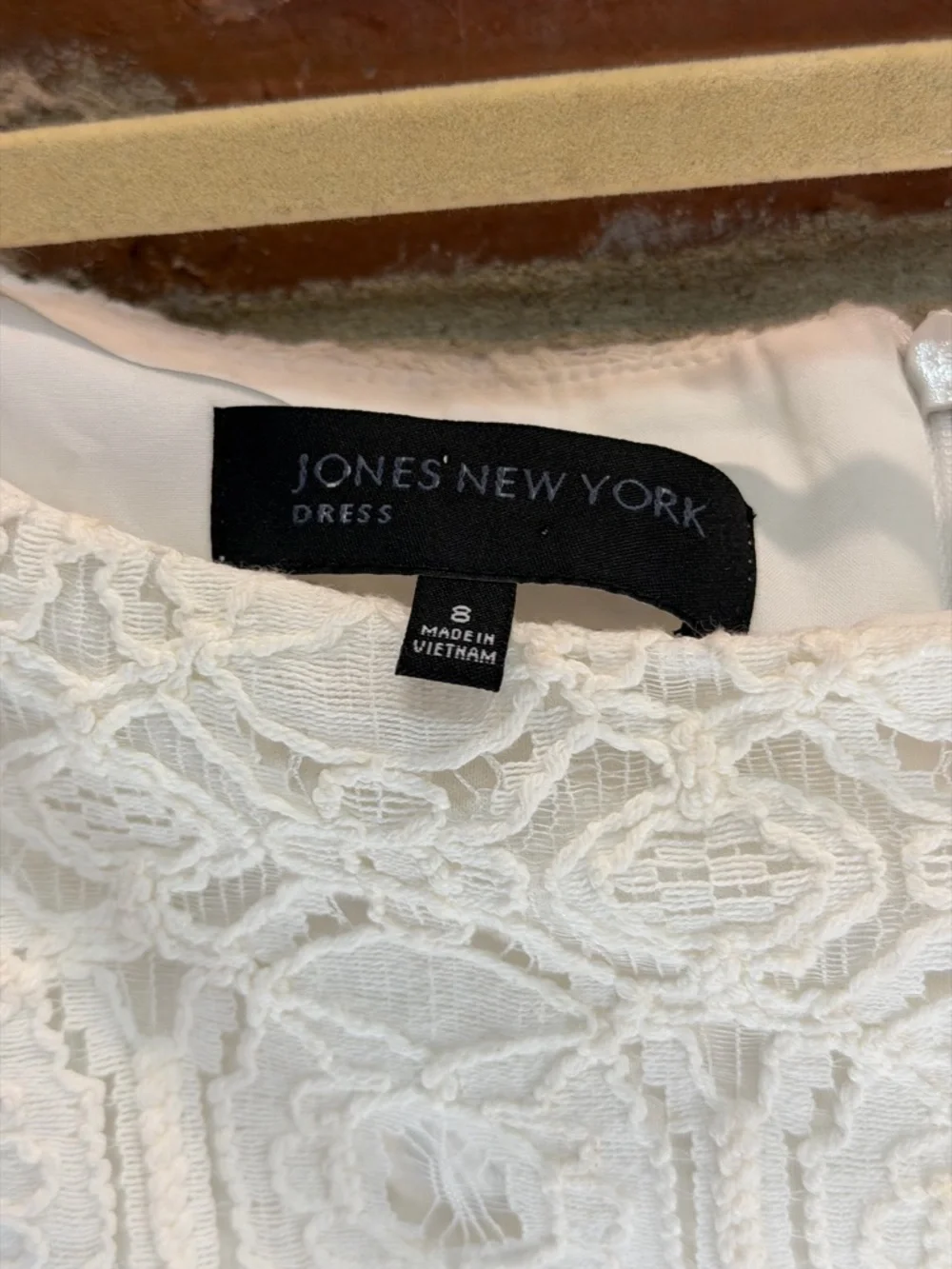 Jones New York Off-Shoulder White Lace Midi Dress